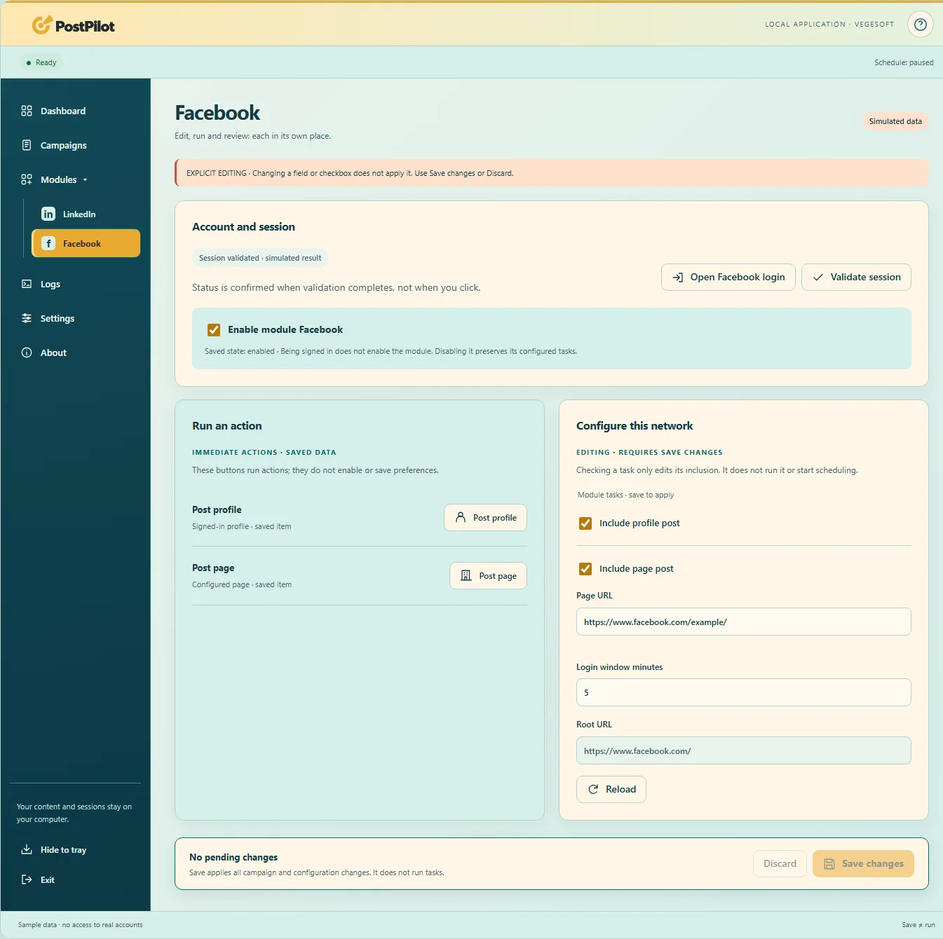 PostPilot Social Network · Facebook