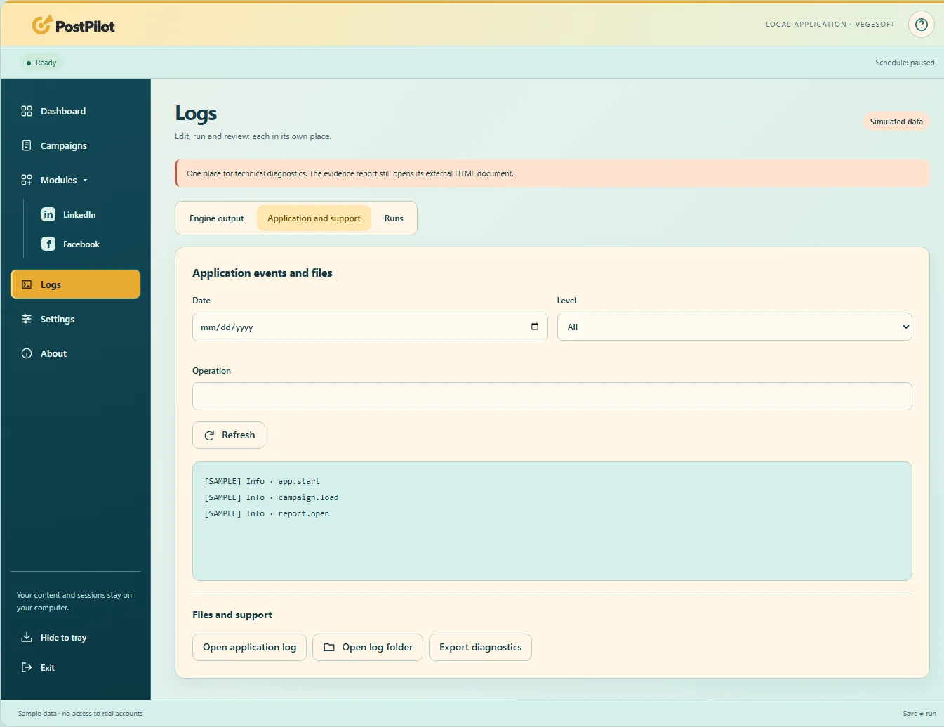 PostPilot Social Network · Logs