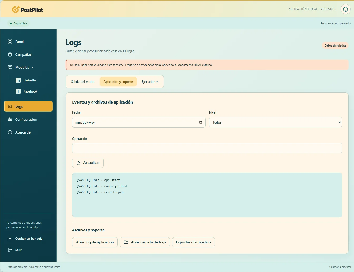 PostPilot Social Network · Logs