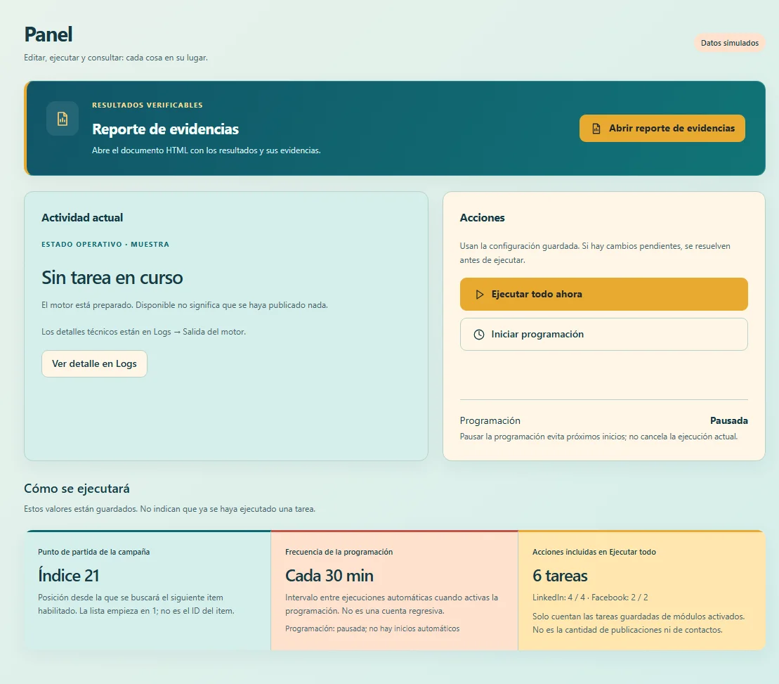Vista de PostPilot Social Network · panel y programación